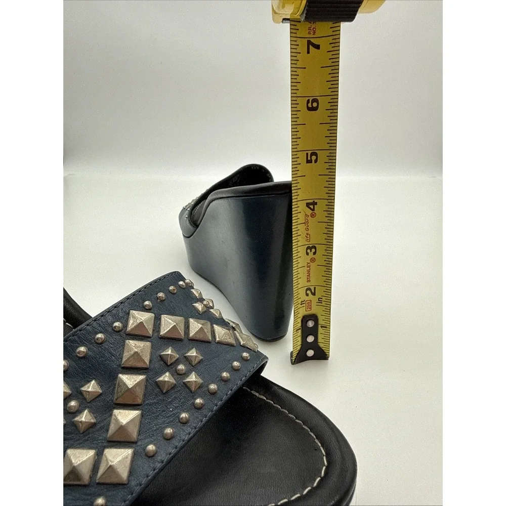Vintage Donald J Pliner Studded Leather Wedge Sandals Italy 7M Y2K